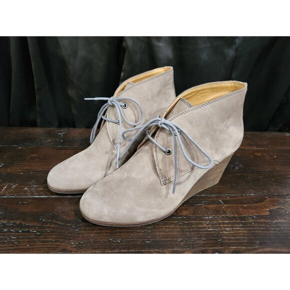 Lucky Brand Shijo Gray Suede Wedge Booties Size 8M - Picture 1 of 9